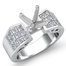 0.84Ct Princess Diamond Engagement Women Ring Invisible Semi Mount 14K White Gold