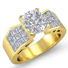 Sidestone Invisible Shank diamond Ring 14k Gold Yellow