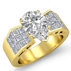 Sidestone Invisible Shank diamond Ring 14k Gold Yellow