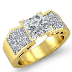 Sidestone Invisible Shank diamond Ring 18k Gold Yellow