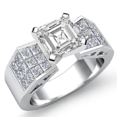Sidestone Invisible Shank diamond Ring 18k Gold White