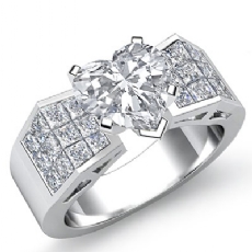 Sidestone Invisible Shank diamond Ring 14k Gold White