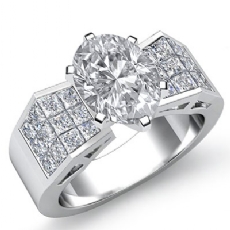 Sidestone Invisible Shank diamond Ring 14k Gold White