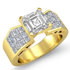 Sidestone Invisible Shank diamond Ring 18k Gold Yellow