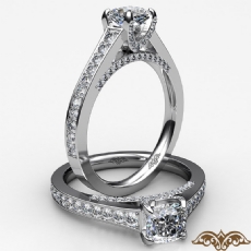 Bridge Accent Petite Pave Set diamond Ring 14k Gold White