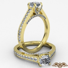 Bridge Accent Petite Pave Set diamond Ring 18k Gold Yellow