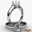 Halo Pave Setting Round Diamond Engagement Semi Mount Ring 14k White Gold 0.2Ct - javda.com 