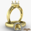 Halo Pave Setting Round Diamond Engagement Semi Mount Ring 14k Yellow Gold 0.2Ct - javda.com 