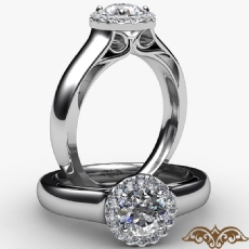 Wide Band Cathedral Halo diamond Ring Platinum 950