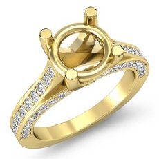 Diamond Engagement Women Pave Set Ring Round Semi Mount 14k Gold Yellow (0.76Ct. tw.)