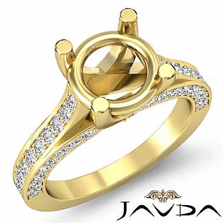0.76Ct Diamond Engagement Women Pave Setting Ring Round Semi mount 18k Gold Yellow
