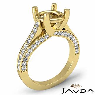 0.76Ct Diamond Engagement Women Pave Setting Ring Round Semi mount 18k Gold Yellow