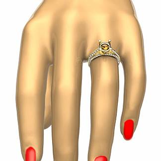 0.76Ct Diamond Engagement Women Pave Setting Ring Round Semi mount 18k Gold Yellow