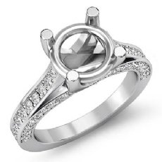 0.76Ct. Diamond Engagement Women Pave Set Ring Round Semi Mount 14K White Gold