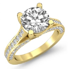 Classic Trellis Sidestone diamond Ring 14k Gold Yellow