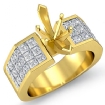 1.54Ct Princess Invisible Diamond Engagement Women Ring 18k Yellow Gold Semi Mount - javda.com 