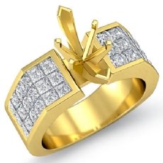 Princess Invisible Diamond Engagement Women Ring 14k Gold Yellow Semi Mount (1.54Ct. tw.)