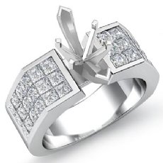 1.54Ct Princess Invisible Diamond Engagement Women Ring 14K White Gold SemiMount