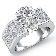 Sidestone Invisible Set Shank diamond Ring Platinum 950