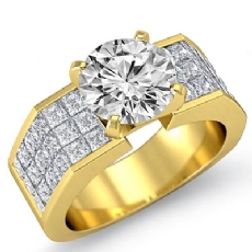 Sidestone Invisible Set Shank diamond Ring 14k Gold Yellow