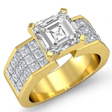 Sidestone Invisible Set Shank diamond Ring 18k Gold Yellow