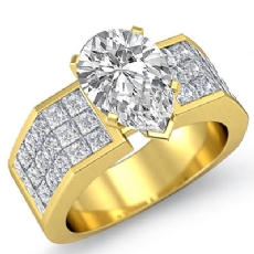 Sidestone Invisible Set Shank diamond Ring 14k Gold Yellow