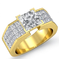 Sidestone Invisible Set Shank diamond Ring 18k Gold Yellow