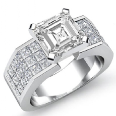 Sidestone Invisible Set Shank diamond Ring 14k Gold White