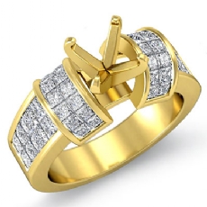 Diamond Engagement Ring 18k Gold Yellow Princess Semi Mount (1.96Ct. tw.)