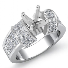 1.96Ct Diamond Engagement Ring 14K White Gold Princess Semi Mount