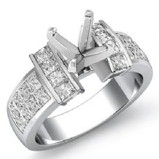 1.03Ct Princess Diamond Invisible Setting Engagement Women's Ring 14K White Gold