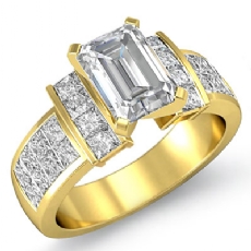Classic Side-Stone Invisible diamond Ring 18k Gold Yellow