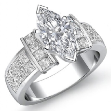 Classic Side-Stone Invisible diamond Ring Platinum 950