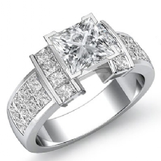 Classic Side-Stone Invisible diamond Ring Platinum 950