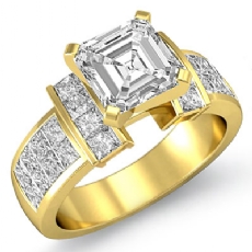 Classic Side-Stone Invisible diamond Ring 18k Gold Yellow