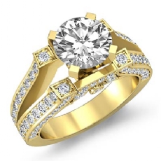 Split Shank Pave Side Stone diamond Ring 18k Gold Yellow