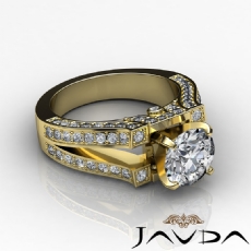 Split Shank Pave Side Stone diamond Ring 14k Gold Yellow