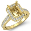 Diamond Engagement Ring Radiant Semi Mount 18k Yellow Gold Halo Pave Setting 0.35Ct - javda.com 