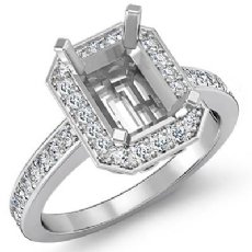 Diamond Engagement Ring Radiant Semi Mount 14k W Gold Halo Pave Setting 0.35Ct