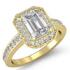 Vintage Filigree Halo Pave diamond  18k Gold Yellow