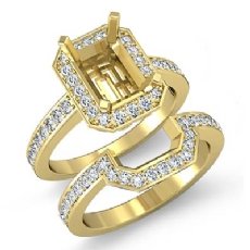 Diamond Radiant Cut Semi Mount Engagement Ring Bridal Set14k Gold Yellow (1.1Ct. tw.)