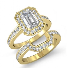Filigree Halo Pave Bridal Set diamond Ring 18k Gold Yellow