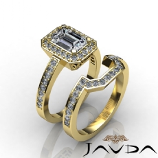 Filigree Halo Pave Bridal Set diamond Ring 18k Gold Yellow