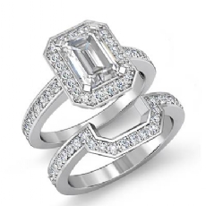 Filigree Halo Pave Bridal Set diamond  14k Gold White