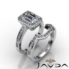 Filigree Halo Pave Bridal Set diamond  18k Gold White