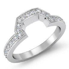 Women Matching Band 14k White Gold Round Diamond Half Wedding Ring 2.5mm 0.35Ct