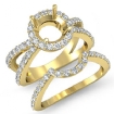 1.1Ct Split Shank Diamond Engagement Ring Bridal Set 14k Yellow Gold Semi Mount - javda.com 