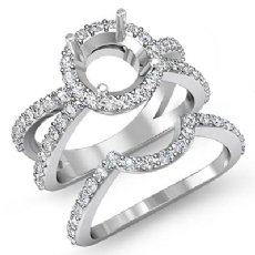 1.1Ct Split Shank Diamond Engagement Ring Bridal Set 14K White Gold Semi Mount