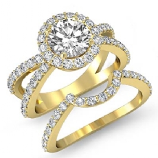 split shank halo diamond Ring 14k Gold Yellow