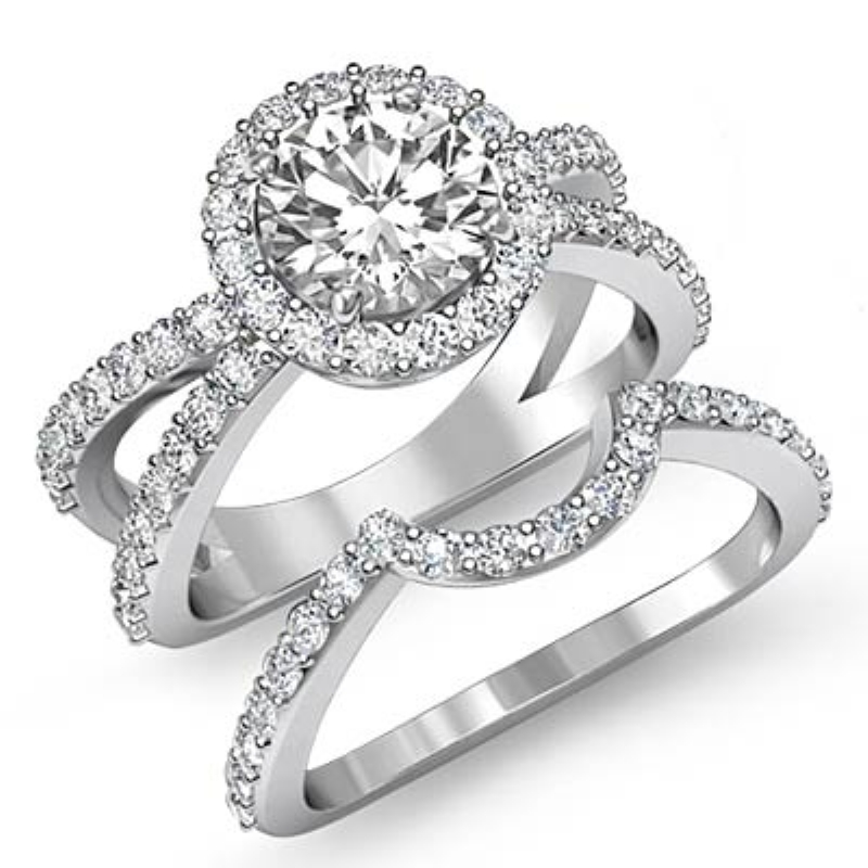 split shank halo diamond Ring 14k Gold White